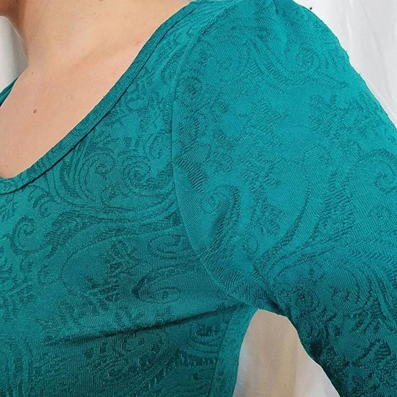 M Stretchy LuLaRoe dress Circle Flare Midi Teal Beach EE - Picture 4 of 7